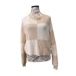 Moon & Madison Crew Neck Sweater Tan Cream Medium